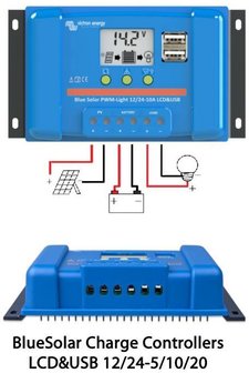 Victron 12/24V - 5A BlueSolar PWM-LCD&amp;USB charge controller 