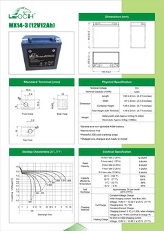 Leoch motobatterij  MX14-3 (ETX14L)