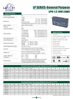 SLA BATTERIJ LEOCH 6V - 1.2AH