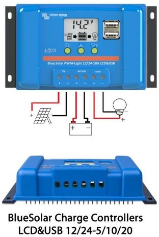 Victron 12/24V - 5A BlueSolar PWM-LCD&USB charge controller 
