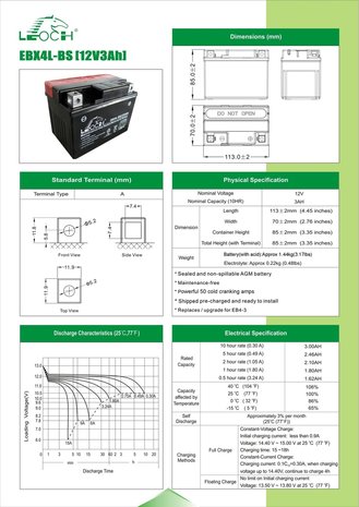 Leoch motobatterij EBX4L-BS