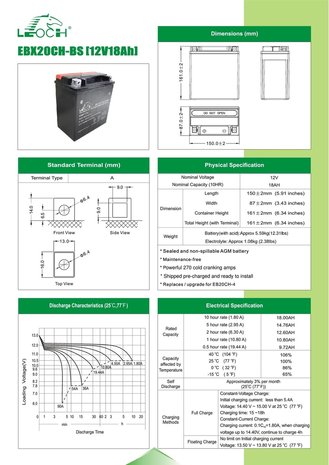 Leoch motobatterij EBX20CH-BS