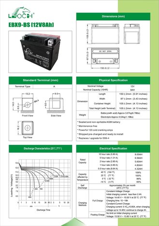 Leoch motobatterij EBX9-BS