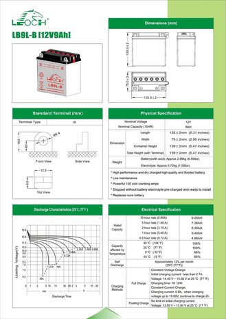 Leoch motobatterij LB9L-B