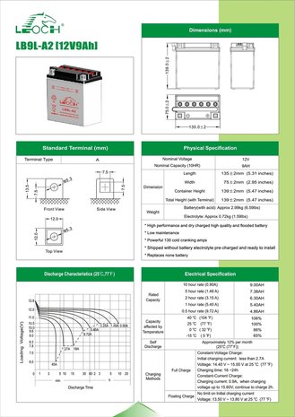 Leoch Motobatterij CB9L-A2