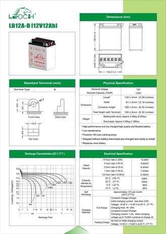 Leoch motobatterij LB12A-B