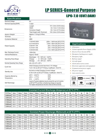 SLA BATTERIJ LEOCH 6V - 7AH