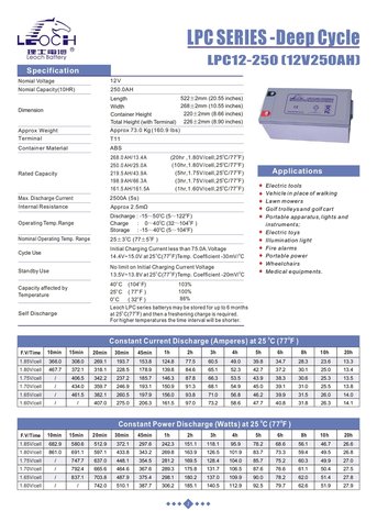 AGM BATTERIJ LEOCH 12V - 250AH